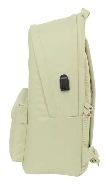 Safta Basics Mochila doble pour ordinateur portable 15,6" avec chargeur USB, sac à dos beige, 31 x 44 x 18 cm