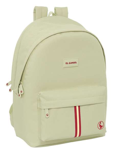 Safta Basics Mochila doble pour ordinateur portable 15,6" avec chargeur USB, sac à dos beige, 31 x 44 x 18 cm
