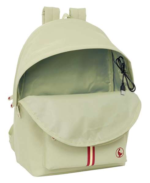 Safta Basics Mochila doble pour ordinateur portable 15,6" avec chargeur USB, sac à dos beige, 31 x 44 x 18 cm