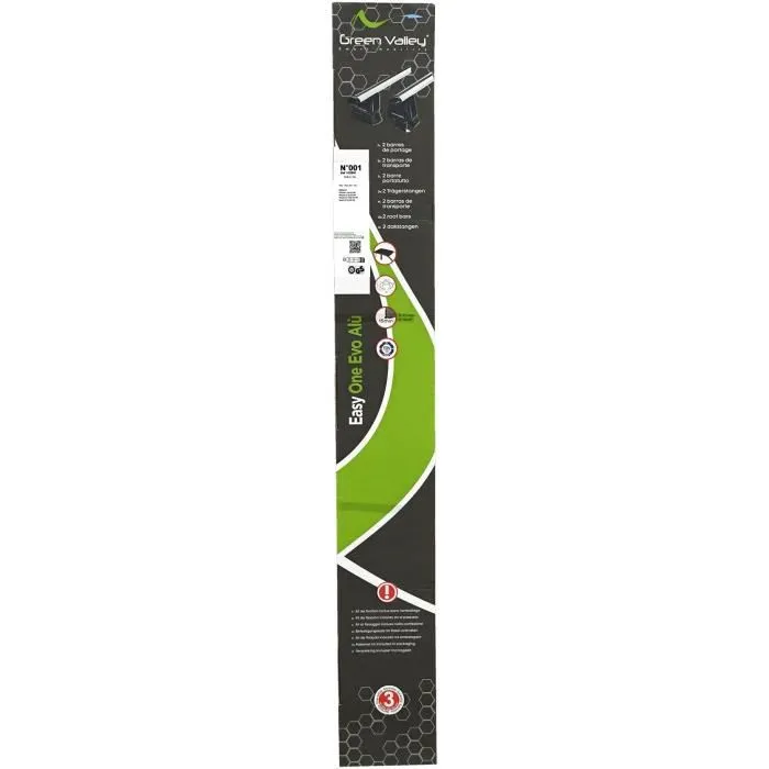 Green Valley Easy One N° 01 Lot de 2 barres de toit aluminium fixation fix point jusqu'à 75 kg