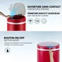 KITCHEN MOVE Poubelle Automatique à Ouverture Infrarouge Sans Contact 42 Litres - Corps Acier Inox Rouge Mat - Recharge USB-C et Piles - Avec Cerclage et Protection