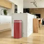 KITCHEN MOVE Poubelle Automatique à Ouverture Infrarouge Sans Contact 42 Litres - Corps Acier Inox Rouge Mat - Recharge USB-C et Piles - Avec Cerclage et Protection