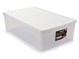 Stefanplast Boîte de Rangement 30L Blanc Plastique 38,5x17x59,5 cm (Set de 6)
