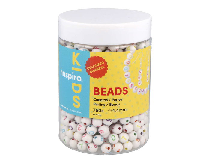 Innspiro Assortiment de 750 perles rondes avec chiffres, couleurs assorties, 7,5 mm