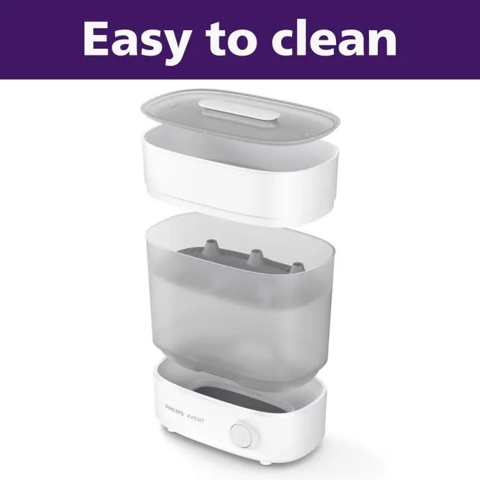 Philips Avent Stérilisateur Électronique à Vapeur 4 en 1 Blanc - Élimine 99.9% des Bactéries en 6 Min, Stérilisation Jusqu'à 24h
