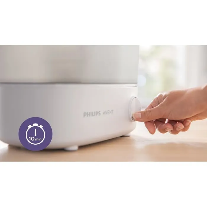 Philips Avent Stérilisateur Électronique à Vapeur 4 en 1 Blanc - Élimine 99.9% des Bactéries en 6 Min, Stérilisation Jusqu'à 24h