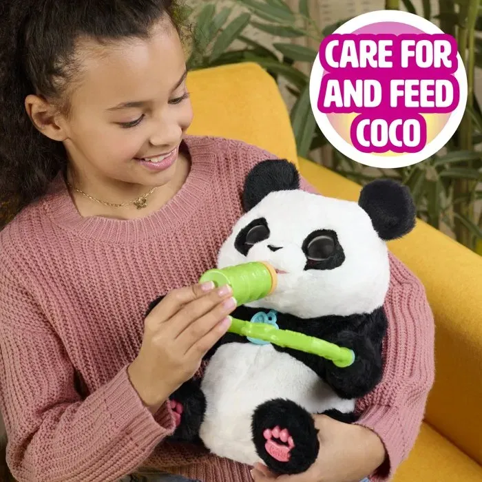 Furreal Friends - Peluche interactive Coco le panda, réagit avec plus de 60 sons et mouvements, biberon inclus, pour enfant dès 4 ans