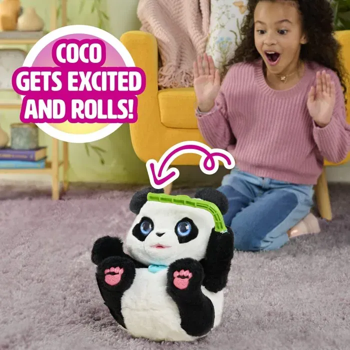 Furreal Friends - Peluche interactive Coco le panda, réagit avec plus de 60 sons et mouvements, biberon inclus, pour enfant dès 4 ans