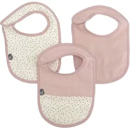 Domiva - Lot de 3 bavoirs en gaze de coton et éponge pour bébé 0-6 mois - Couleur vieux rose - Garantie Oeko-Tex Standard 100