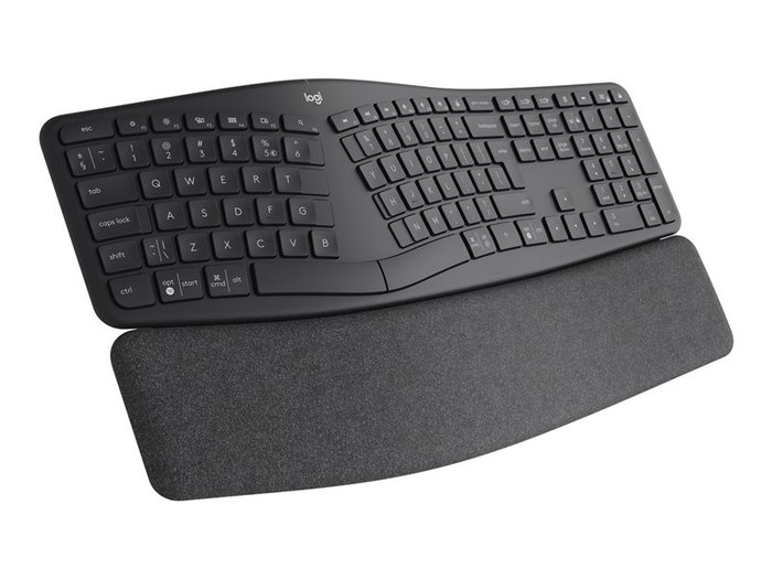 Logitech ERGO K860 - Clavier Ergonomique Split Sans Fil Bluetooth et USB - Repose-Poignets Intégré - pour Entreprise