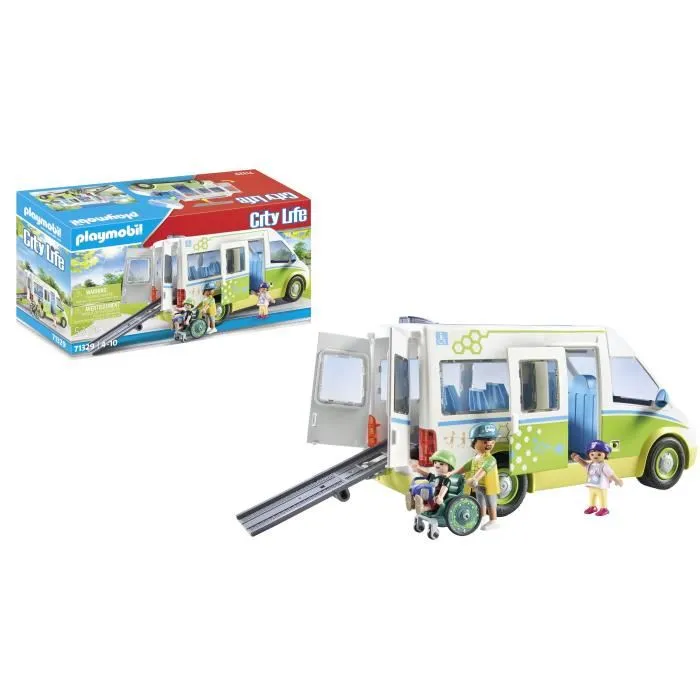 Playmobil 71329 Bus scolaire, gamme City Life - L'école, 53 pièces, jouet pour enfants dès 4 ans avec personnages et accessoires