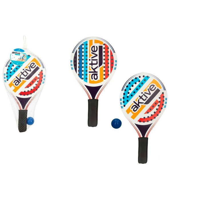 Raquettes de Plage avec Balle Aktive A rayures Raquettes de Plage avec Balle Aktive A rayures