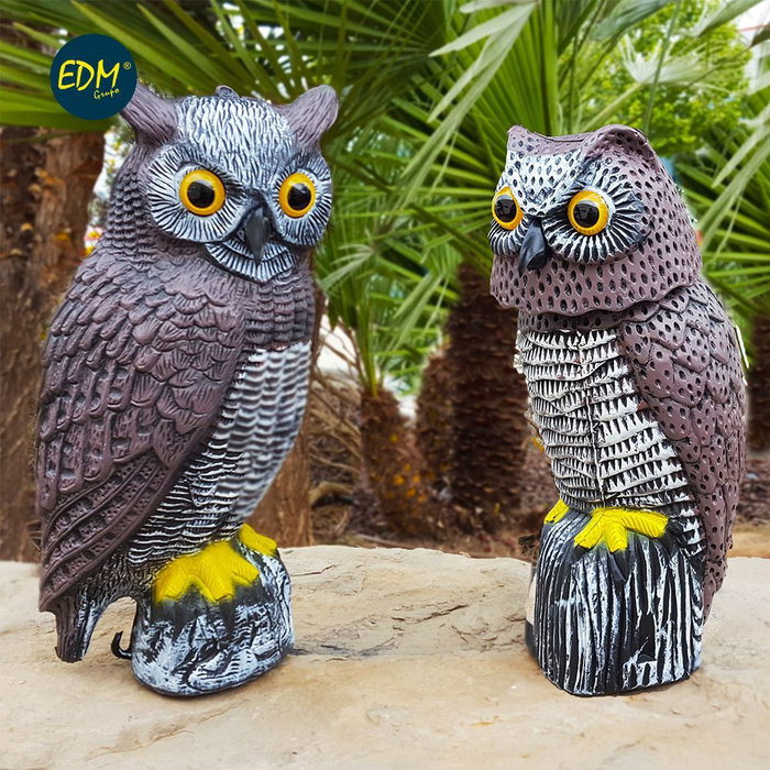 Edm Hibou répulsif oiseaux Ø 19 x 40 cm en polypropylène multicolore pour jardin terrasse