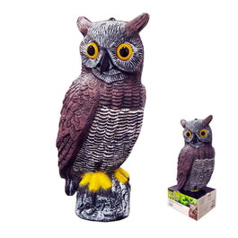 Edm Hibou répulsif oiseaux Ø 19 x 40 cm en polypropylène multicolore pour jardin terrasse