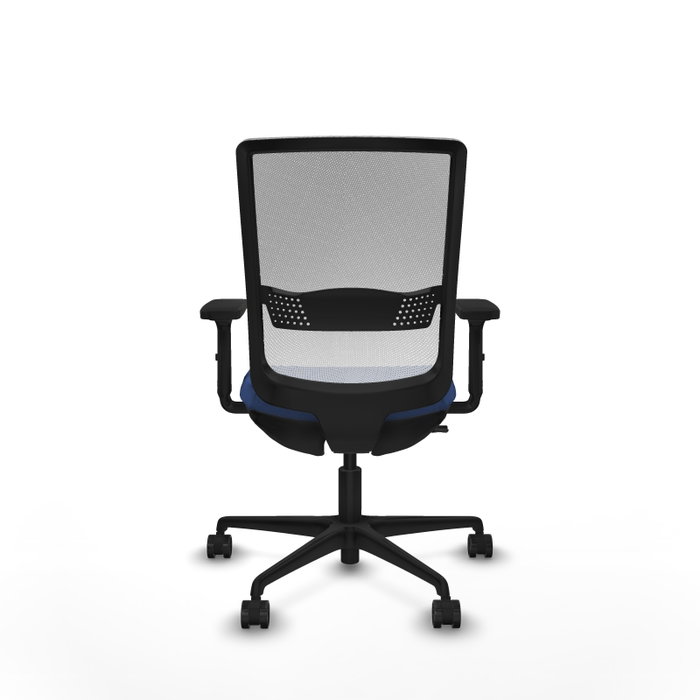 Chaise Haches Synchrone/Traslack tissu Bleu foncé Maille Blanc Base en nylon noir Accoudoir 2D Sans appui-tête Roulettes 65mm nylon