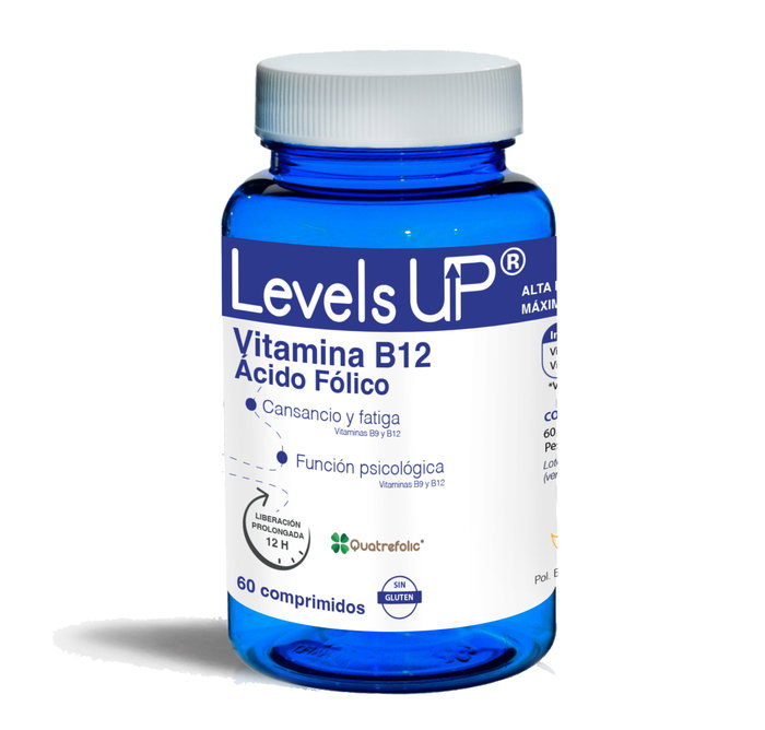 BIOSERUM LEVELS UP Vitamine B12 et Acide Folique 60 Comprimés BIOSERUM LEVELS UP Vitamine B12 et Acide Folique 60 Comprimés