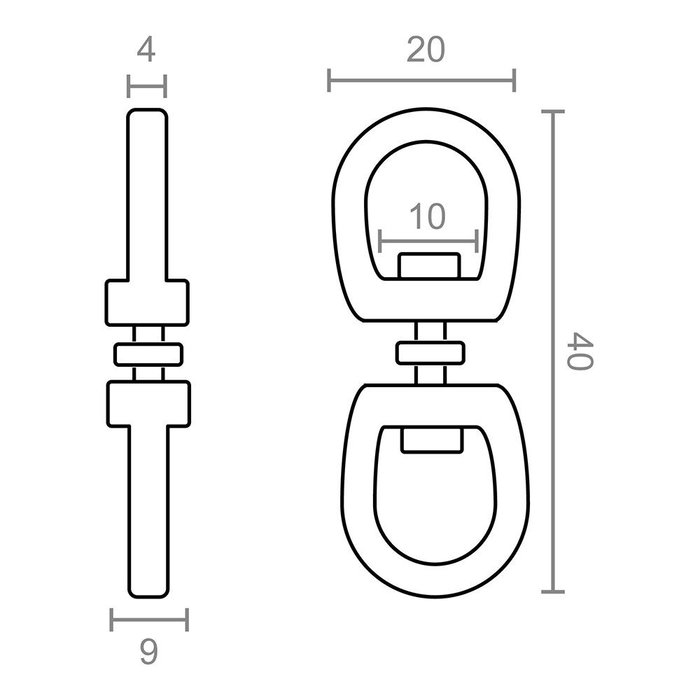Edm Anneau pivotant modèle Ap12, acier nickelé, 10 mm, 2 unités