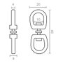 Edm Anneau pivotant modèle Ap12, acier nickelé, 10 mm, 2 unités