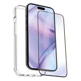Myway Pack Carcasse et Verre Trempé pour Apple iPhone 15 Plus - Coque TPU Transparente + Protection d'Écran 9H Cristal Soft