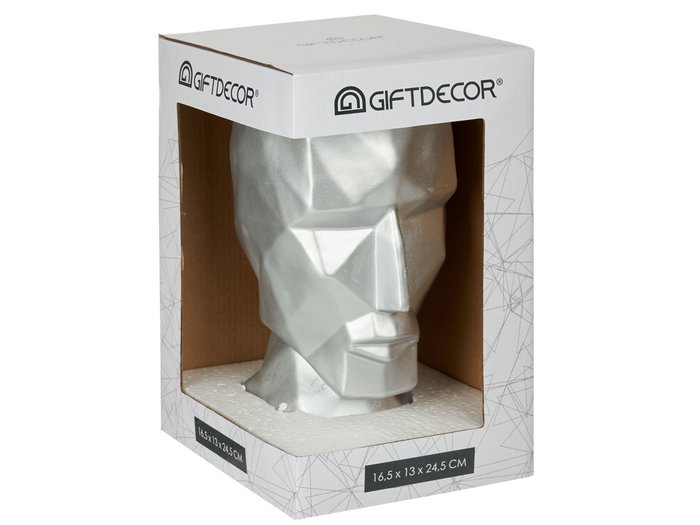 Giftdecor Jarron Cara 3D en Poliresine Argenté 12x24x16 cm (Set de 4) Giftdecor Jarron Cara 3D en Poliresine Argenté 12x24x16 cm (Set de 4)