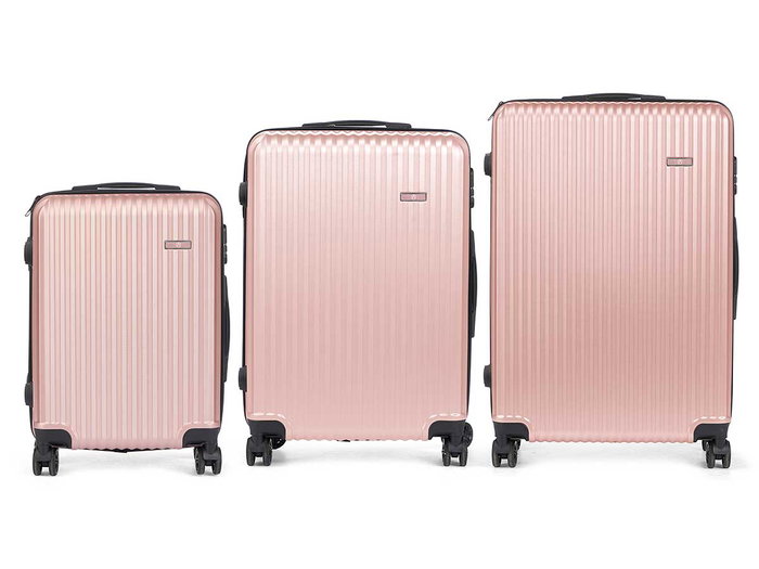 Arte Regal Set 3 valises ABS rose 76x49x30 cm, moyen 67x45x26 cm, petit 57x38x23 cm