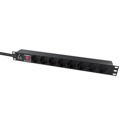 Lanview Barre d'alimentation 19 pouces 1U 16A avec 8 prises Schuko
