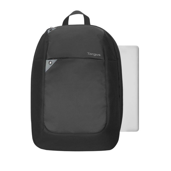 Targus Sac à dos Intellect Noir/Gris pour Ordinateur Portable 15,6 Pouces - Compartiment Matelassé, Poche à Accès Rapide