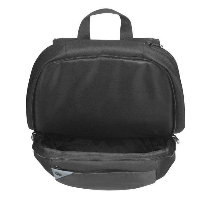 Targus Sac à dos Intellect Noir/Gris pour Ordinateur Portable 15,6 Pouces - Compartiment Matelassé, Poche à Accès Rapide