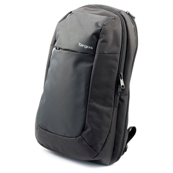 Targus Sac à dos Intellect Noir/Gris pour Ordinateur Portable 15,6 Pouces - Compartiment Matelassé, Poche à Accès Rapide