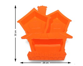 Atosa Plat en plastique orange en forme de maison enchantée 32x26 cm