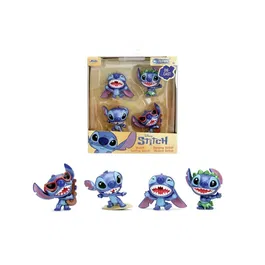 Jada Toys Figurine Stitch 4 Pièces 6 cm - Set Collection Disney Stitch Standard, Hawaïen, Surfeur, Ukulélé - Officiel