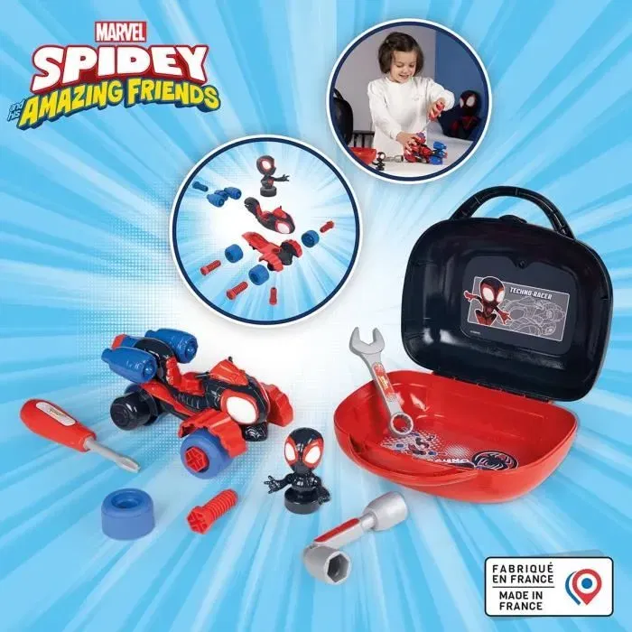 Smoby Mallette d'Outils Spiderman Spidey Spin Box avec Clé à Pipe, Tournevis et Vis pour Enfants à Partir de 3 Ans Smoby Mallette d'Outils Spiderman Spidey Spin Box avec Clé à Pipe, Tournevis et Vis pour Enfants à Partir de 3 Ans