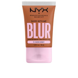 Nyx Professional Make Up BARE WITH ME BLUR Fond de teint #15 Miel Chaud - Fluide Lissant pour Tous Types de Peaux, 30 ml