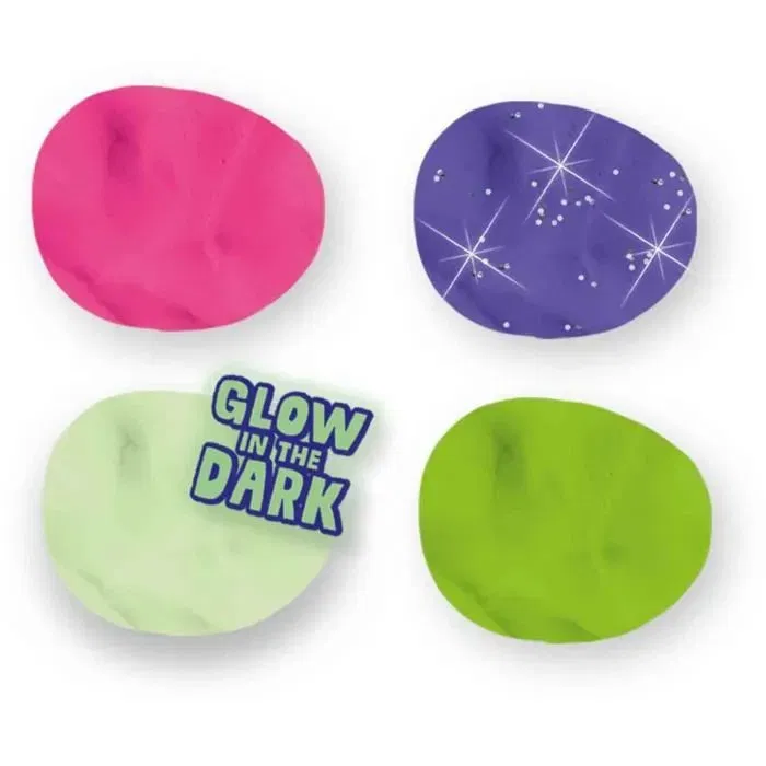 Ses Creative Pâte à modeler Feel good, pailletée Brillant, 4 pots de 90 g