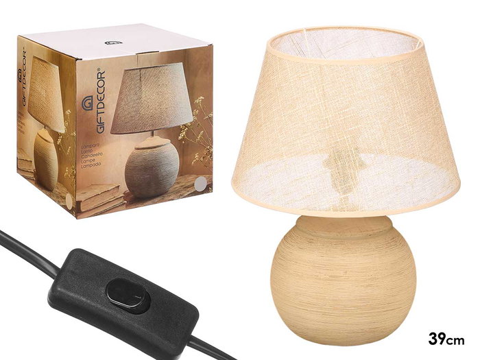 Giftdecor Lampe Rayures Terre 39 cm Céramique Tulle E27 Blanc Terre (Set de 4) Giftdecor Lampe Rayures Terre 39 cm Céramique Tulle E27 Blanc Terre (Set de 4)