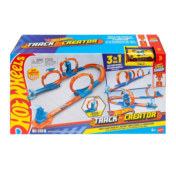 Mattel Hot Wheels Pista Triple Loop JDW39 - Pack de triple looping Track Creator avec lanceur et voiture métallique 1:64 Mattel Hot Wheels Pista Triple Loop JDW39 - Pack de triple looping Track Creator avec lanceur et voiture métallique 1:64