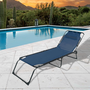 Marbueno Pack de 2 Tumbona Plegable Acier Coussin Jardin et Piscine 190x58x27 cm Bleu MARBUENO SUMMER 10003X2
