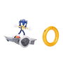 Jakks Pacific - Figurine d'action Sonic avec skateboard et véhicule à télécommande - Fait des 360°, lumières, 29x25x17 cm