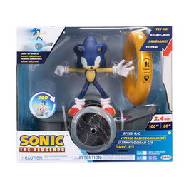 Jakks Pacific - Figurine d'action Sonic avec skateboard et véhicule à télécommande - Fait des 360°, lumières, 29x25x17 cm