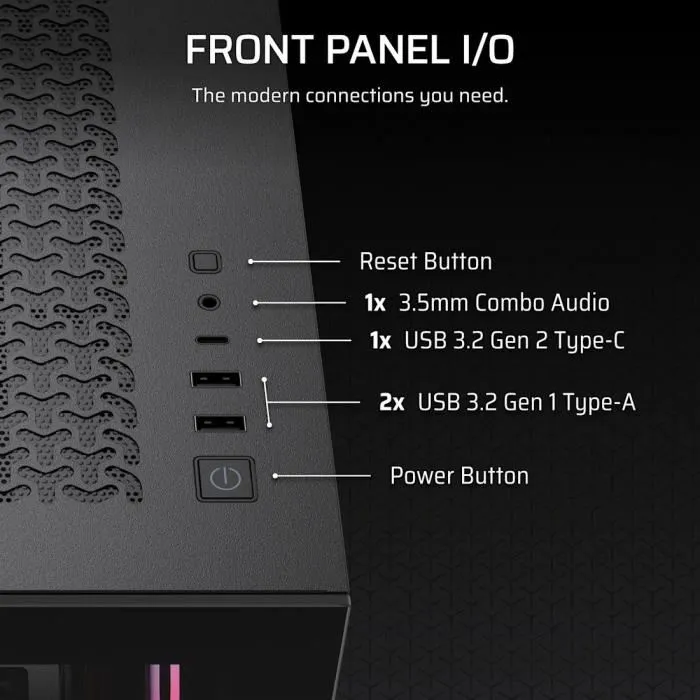 Corsair Boîtier PC 3500X RSR ARGB, Moyen-Tour en Verre Trempé, 3 Ventilateurs ARGB à Rotor Inversé, Noir