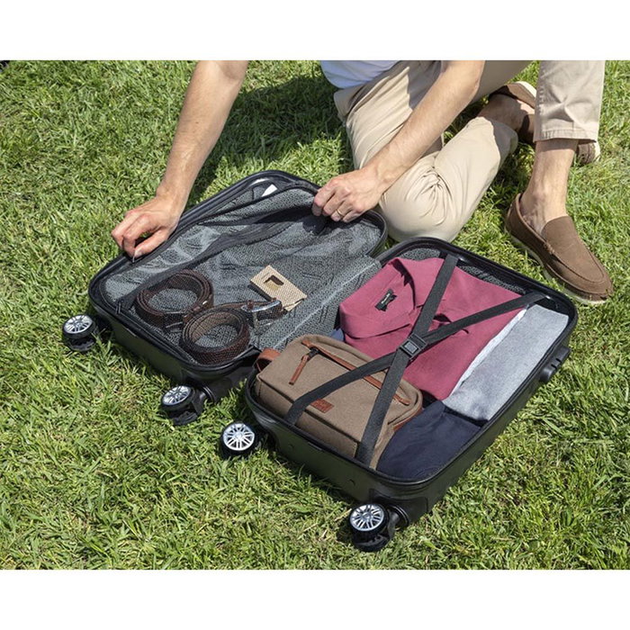 Numada 1200497 Set de 3 valises noir ABS UPFLY 53 cm / 63 cm / 31 cm cabine moyenne nécessaire 4 roues doubles 360° cadenas