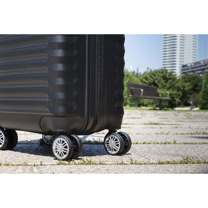 Numada 1200497 Set de 3 valises noir ABS UPFLY 53 cm / 63 cm / 31 cm cabine moyenne nécessaire 4 roues doubles 360° cadenas