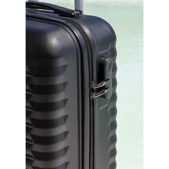 Numada 1200497 Set de 3 valises noir ABS UPFLY 53 cm / 63 cm / 31 cm cabine moyenne nécessaire 4 roues doubles 360° cadenas