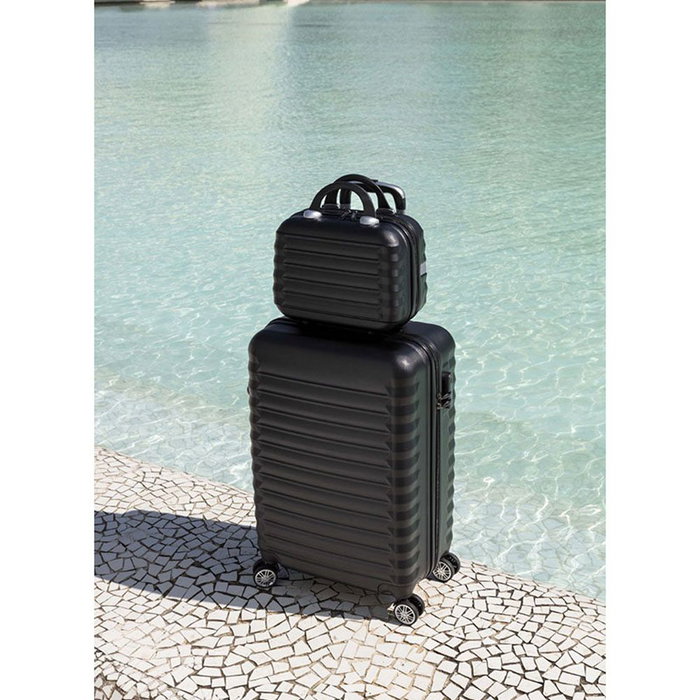 Numada 1200497 Set de 3 valises noir ABS UPFLY 53 cm / 63 cm / 31 cm cabine moyenne nécessaire 4 roues doubles 360° cadenas