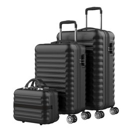 Numada 1200497 Set de 3 valises noir ABS UPFLY 53 cm / 63 cm / 31 cm cabine moyenne nécessaire 4 roues doubles 360° cadenas
