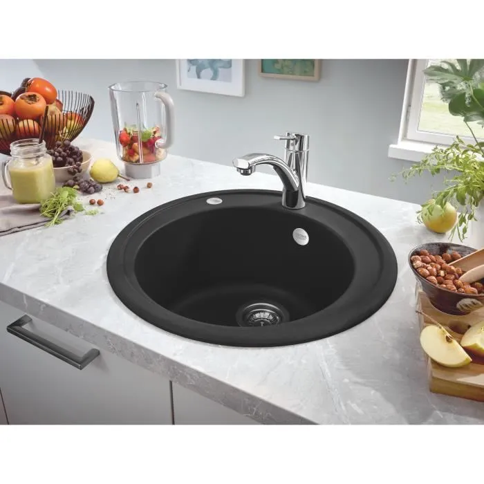 GROHE Evier composite K200 1 bac à encastrer rond noir (86 x 44 cm)