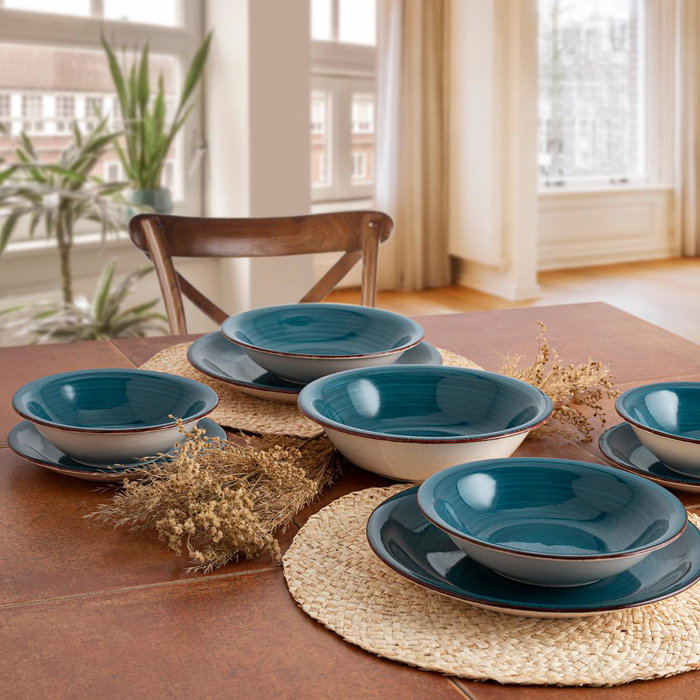 Quid Bol Zafiro Vita Réf. 18 cm Céramique Bleu Brillant (12 Unités)