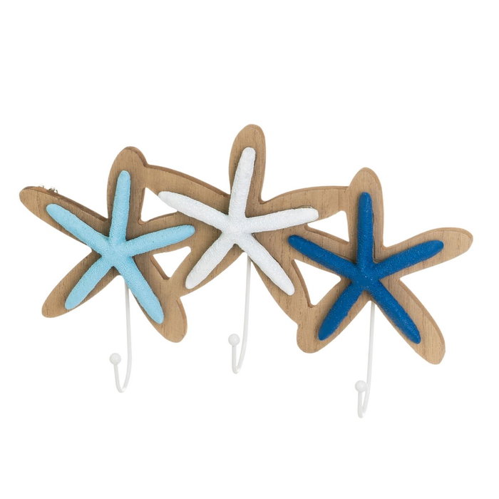 Portemanteau Bleu Blanc Naturel Métal Fer Bois MDF 30 x 5 x 19 cm Portemanteau Bleu Blanc Naturel Métal Fer Bois MDF 30 x 5 x 19 cm