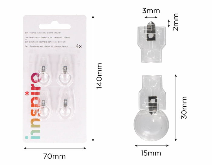 Innspiro Set de 4 lames de rechange pour cisaille circulaire magnétique