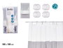 Berilo Rideau de Douche PEVA 180x180 cm Gris Transparent (Set de 12)